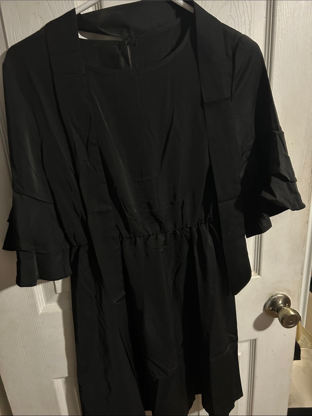 Black Womens Ruffle Sleeve Dress